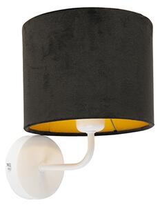 Vintage zidna svjetiljka bijela s crnom velur hladom - Matt