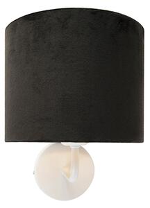 Vintage zidna svjetiljka bijela s crnom velur hladom - Matt