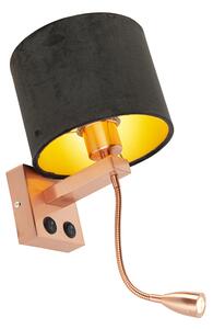 Moderna zidna svjetiljka bakar s hladom velur crna - Brescia