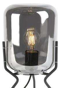 Pametna dizajnerska stolna svjetiljka crna s dimnim staklom uključujući WiFi A60 - Bliss