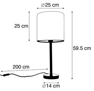 Romantična stolna svjetiljka mesing s ružičastom nijansom 25 cm - Simplo