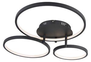 Moderna stropna svjetiljka crna uklj. LED i dimer - Rondas