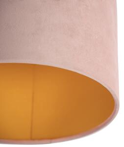 Stropna svjetiljka s velur hladom stara ružičasta sa zlatom 25 cm - kombinirana crna