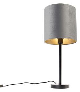 Moderna stolna lampa crna sa sjenilom sivim 25 cm - Simplo