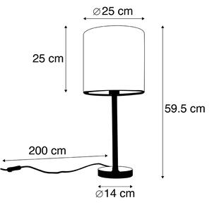 Moderna stolna lampa crna sa sjenilom sivim 25 cm - Simplo