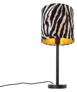 Moderna stolna lampa crna sa sjenilom zebra 25 cm - Simplo