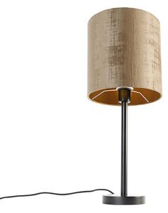 Moderna stolna lampa crna sa smeđim sjenilom 25 cm - Simplo