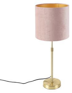 Stolna svjetiljka zlatna / mesing s ružičastim baršunastim hladom 25 cm - Parte