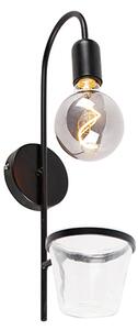 Moderna zidna svjetiljka crna - Roslina