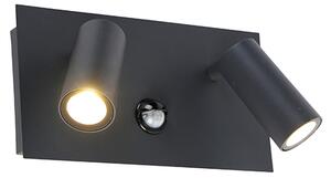 Vanjska zidna svjetiljka tamno siva IP54 s LED senzorom pokreta - Simon