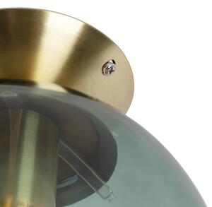 Art deco stropna svjetiljka mesing sa zelenim staklom - Pallon
