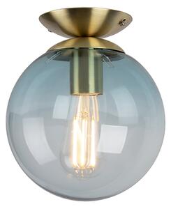 Art Deco stropna svjetiljka mesing s plavim staklom - Pallon