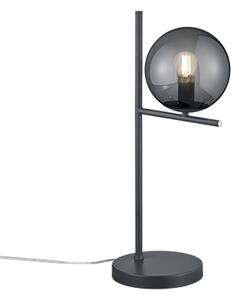 Art Deco stolna svjetiljka crna s dimnim staklom - Flore