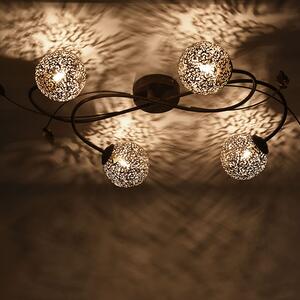 Seoska stropna svjetiljka 4-svjetla u rđavo smeđoj boji - Kreta