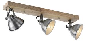 Industrijska stropna svjetiljka čelik s drvetom 3 svjetla - Samia