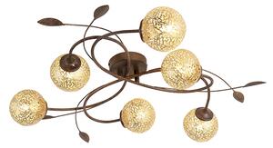 Seoska stropna svjetiljka 6-svjetla u rđavo smeđoj boji - Kreta