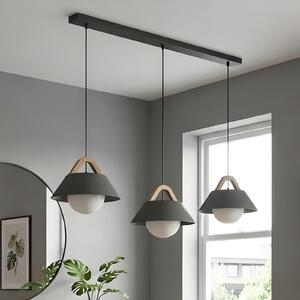 Luminex Funda viseća lampa, crna, duljina 110 cm, 3 sjenila, metal/staklo, prigušiva, Crno, Dnevni boravak/blagovaonica, Metal
