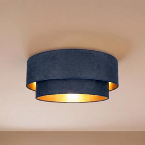 Duolla Boho stropna lampa, tamnoplava/zlatna, Ø 60 cm, tkanina, E27, Plava, Područje hodnika, Tkanina / tekstil