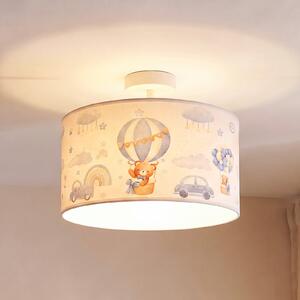 Duolla Dječja stropna lampa Kids Print, svijetloplava/bijela, Ø35 cm, tkanina, Plava, rasadnik, Tkanina / tekstil