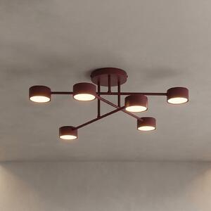 EMIBIG LIGHTING Stropna svjetiljka HALO, tamnocrvena, Ø 60 cm, 6 svjetiljki, metal, GX53, prigušiva, Crvena, Dnevni boravak/blagovaonica, Metal, Strop polukružni s prostorom
