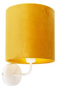 Vintage zidna svjetiljka bijela sa žutim baršunastim hladom - Matt