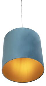 Viseća svjetiljka s velurastom nijansom plava sa zlatnom 40 cm - Combi