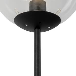Art Deco podna svjetiljka crna s prozirnim staklom - Pallon Mezzi