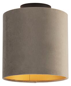 Stropna svjetiljka s velur taupe taunom sa zlatom 20 cm - kombinirana crna