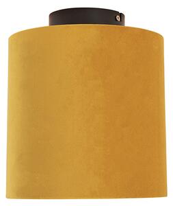 Stropna svjetiljka s velurastom nijansom oker sa zlatom 20 cm - kombinirana crna