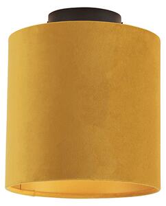 Stropna svjetiljka s velurastom nijansom oker sa zlatom 20 cm - kombinirana crna