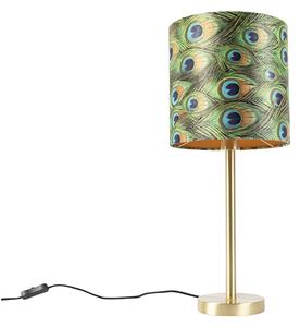Botanička stolna svjetiljka mesing s paun hladom 25 cm - Simplo