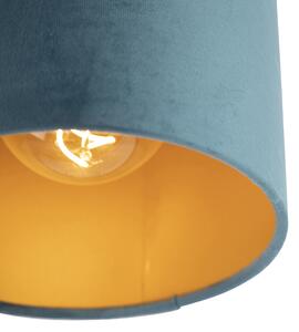 Stropna svjetiljka s velurastom nijansom plava sa zlatnom 20 cm - kombinirana crna