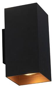 Dizajn zidna svjetiljka crna sa zlatnim kvadratom - Sab