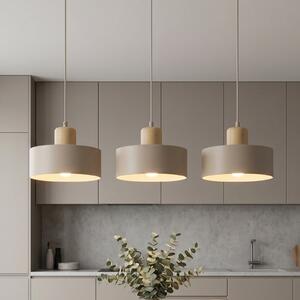EMIBIG LIGHTING Torin viseća lampa, bež, duljina 80 cm, 3 svjetla, metal/drvo, prigušiva, Bež, Dnevni boravak/blagovaonica, Metal