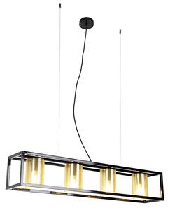 Industrijska viseća svjetiljka crna sa zlatnim 4 svjetla - Cage Tess