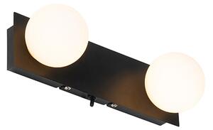 Moderna zidna svjetiljka crna 28 cm IP44 2-svjetlo - Cederic