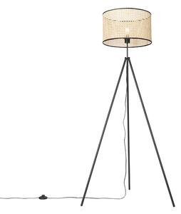 Seoska podna svjetiljka stativ crne boje od ratana - Kata
