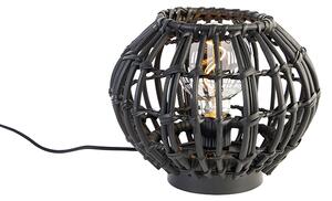 Ruralna stolna lampa crna 25 cm - Canna