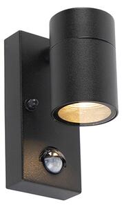 Vanjska zidna svjetiljka crna sa senzorom pokreta IP44 - Solo