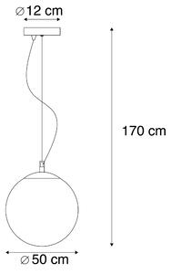 Moderna viseća svjetiljka mesing s dimnim staklom 50 cm - Lopta