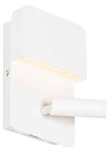Moderna zidna svjetiljka bijela uključujući LED s USB-om i lampu za čitanje - Robin