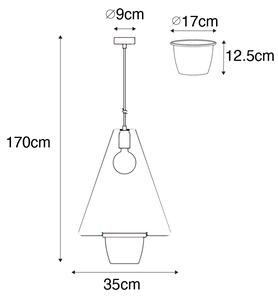 Moderna viseća svjetiljka crna sa staklom trokutasta - Roslini