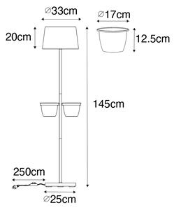Moderna podna svjetiljka crna sa staklom 33 cm - Roslini