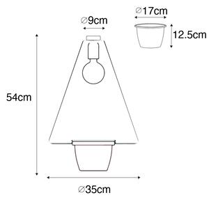 Moderna stropna svjetiljka crna sa staklenim trokutom - Roslini