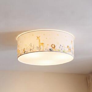 Duolla Dječja stropna lampa Kids Print, višebojna/bijela, Ø50 cm, tkanina, Višebojno, rasadnik, Tkanina / tekstil