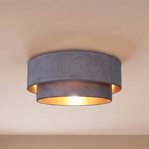 Duolla Boho stropna lampa, siva/zlatna, Ø 60 cm, tkanina, E27, Sivo, Područje hodnika, Tkanina / tekstil