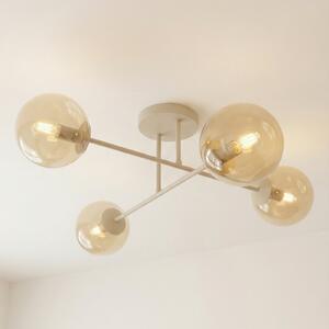 EMIBIG LIGHTING Stropna svjetiljka ROMA, bež, duljina 75 cm, 4 svjetla, staklo/metal, prigušiva, Bež, Dnevni boravak/blagovaonica, Staklo, Metak