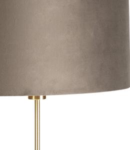 Podna svjetiljka zlatna / mesinga s tampastom baršunastom sjenom 40/40 cm - Parte