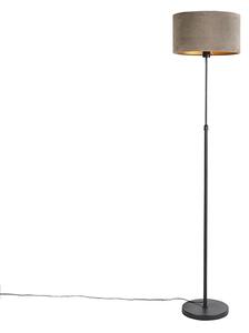 Podna svjetiljka crna s velur taupe zlatnom zlatom 35 cm - Parte
