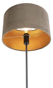 Podna svjetiljka crna s velur taupe zlatnom zlatom 35 cm - Parte